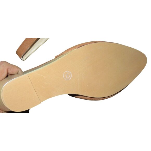 Shelina! Brown Vegan Suede Leather D'Orsay Ankle Strap Chunky Wedges size 10 - Picture 4 of 6